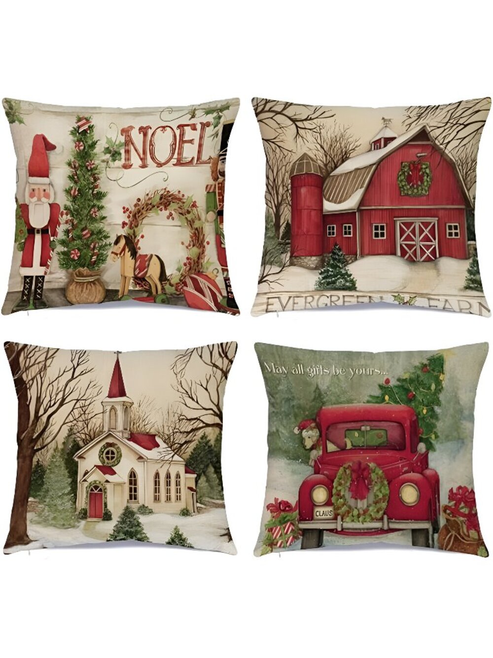 Christmas Decorations Christmas Pillow Covers 18 x 18 Inches Set of 4
